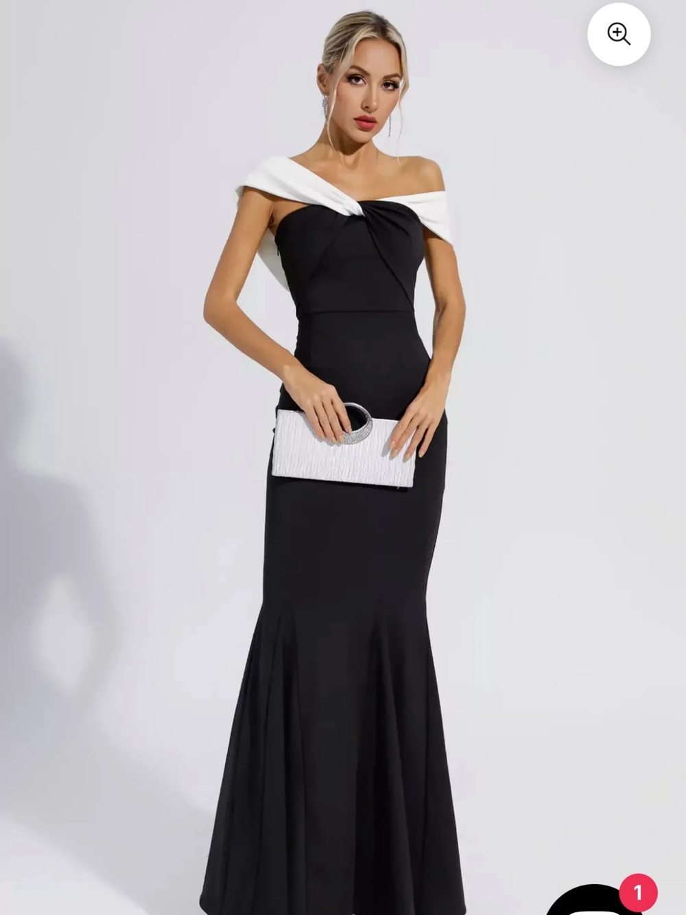 Elegant One-Shoulder Black & White Mermaid Dress